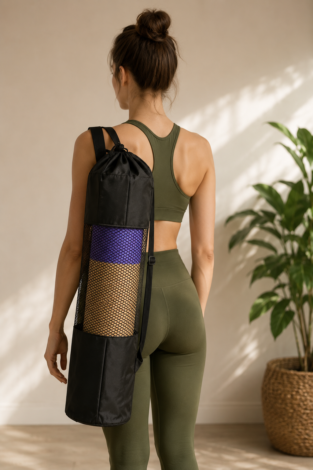 Yoga Mat Carry Bag - Breathable Mesh Net Backpack