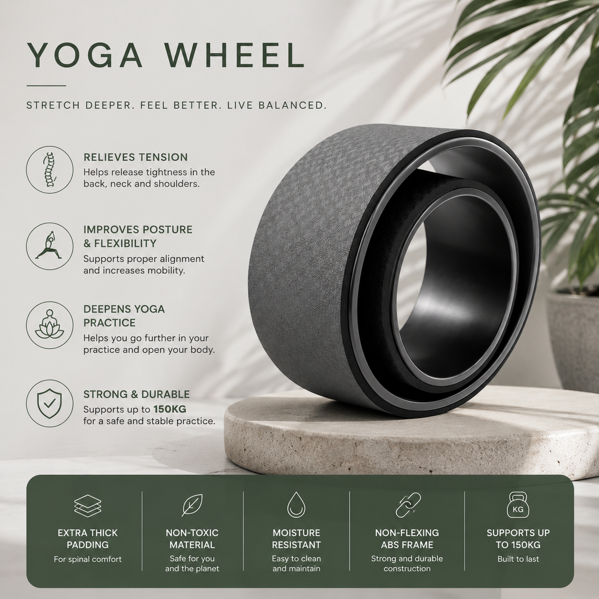Premium Yoga Wheel - Deep Tissue Back Stretcher